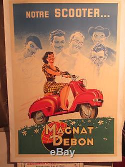 Affiche Ancienne Scooter Magnat-debon Femme Annees 1960