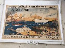 Affiche Ancienne Souscrivez À L'Emprunt Français Signé Auguste Leroux