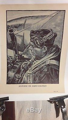Affiche Ancienne St Exupery Aviation
