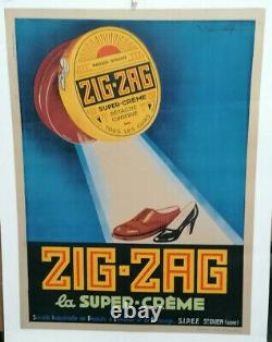 Affiche Ancienne Super Creme Zig Zag Saint Ouen Luc Deje