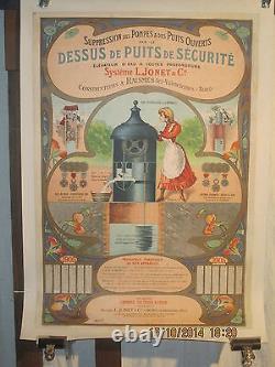 Affiche Ancienne Systeme De Puits Femme 1900 Valenciennes