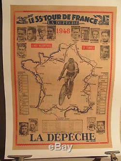 Affiche Ancienne Tour De France 1948 La Depeche