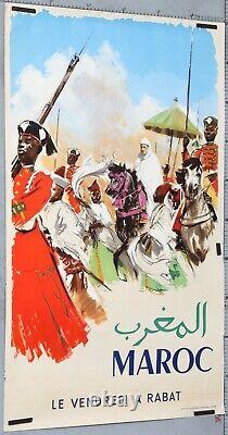 Affiche Ancienne Tourisme Circa 1960' Maroc Le Vendredi A Rabat