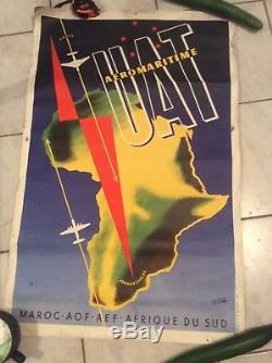 Affiche Ancienne UAT Maroc AOF AEF Afrique Du Sud