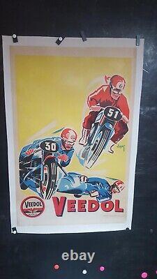 Affiche Ancienne Veedol Motocycles 1958