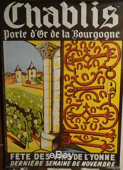 Affiche Ancienne Vin Chablis Bourgogne