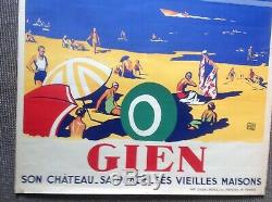 Affiche Ancienne Vintage Alo Charles Jean Chemin De Fer Plm Gien Chteau Plages