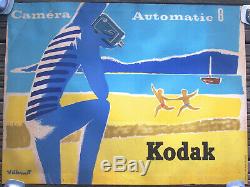 Affiche Ancienne Vintage Poster Camera Automatic 8 Kodak Villemot Circa 1950