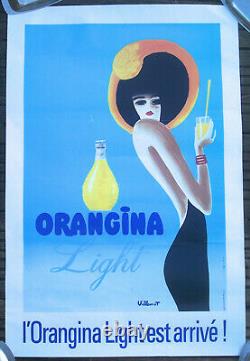 Affiche Ancienne Vintage Poster Orangina Light Est Arrivé Villemot Circa 1980