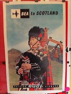 Affiche Ancienne compagnie aérienne Originale BEA Scotland 1957 entoilée