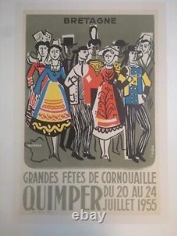 Affiche Ancienne entoilée Quimper Fête De Cornouaille 1955