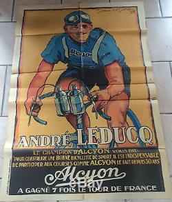 Affiche André Leducq cycles Alcyon années 1930 75x120 bel état