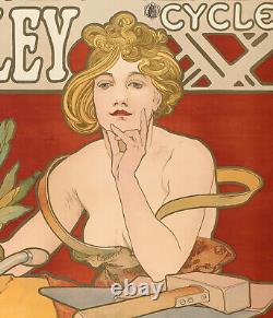 Affiche Art Nouveau Originale, Alphonse Mucha, Waverley Cycles, Velo enclume 1898