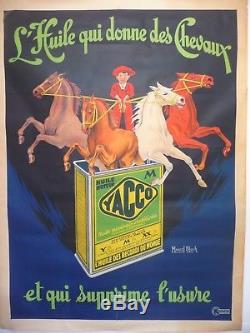 Affiche Authentique, Yacco 1920, Par Macel Bloch, L'huile qui donne des Chevaux