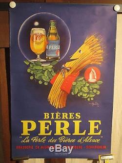 Affiche Biere Perle Alsace Gerbe Houblon Marrante