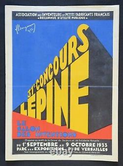 Affiche CONCOURS LEPINE 1933 illustrateur MONTGARCON poster Art Déco 29x40cm