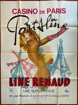 Affiche Cabaret CASINO DE PARIS Line Renaud BRENOT Pin-Up TOUR EIFFEIL 120x160