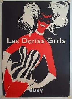 Affiche Cabaret Revue Moulin Rouge LES DRISS GIRLS Années'50/'60 91x128 cm