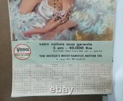 Affiche Calendrier Ancien Huile Automobile Veedol 1964 Brenot Pin Up