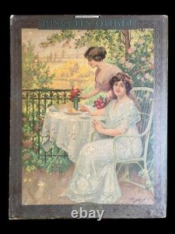 Affiche Cartonnée Publicitaire BISCUITS OLIBET ENJOLRAS Delphin 1900 Ancien