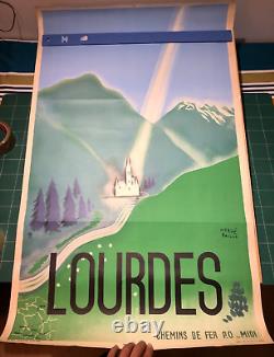 Affiche Chemin De Fer P. O. Midi Hervé Baille Lourdes Océa Paris Train SNCF 1936