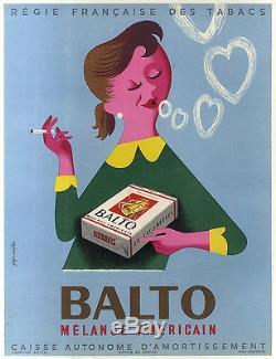 Affiche Cigarettes BALTO Gouache originale 1953 Gouju & Amalric (peinture)