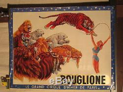 Affiche Cirque Bouglione Lions Tigres Femme Dresseuse
