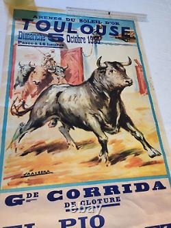 Affiche Corrida Arènes du soleil d'or Toulouse 1958 45X90Cm Angel Peralta El Pio