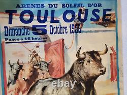Affiche Corrida Arènes du soleil d'or Toulouse 1958 45X90Cm Angel Peralta El Pio