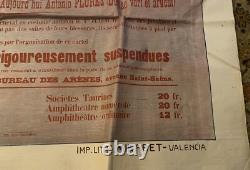 Affiche Corrida Béziers, Adieux de Gaona (Toréador Mexicain) à l'Europe. 1923