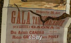 Affiche Corrida Béziers, Adieux de Gaona (Toréador Mexicain) à l'Europe. 1923