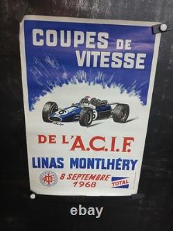 Affiche Courses Auto 1968 Linas Montlhery 60x40cm