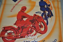 Affiche Cycles Favor cycles, vélomoteurs, moto signée Matthey 120cm x 60cm