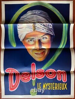 Affiche DELSON LE MYSTERIEUX Magie Prestidigitation Illusionisme 61x85cm 20's