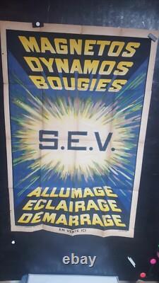 Affiche Eclairage Auto Allumage Sev Annees 1925 120x80cm