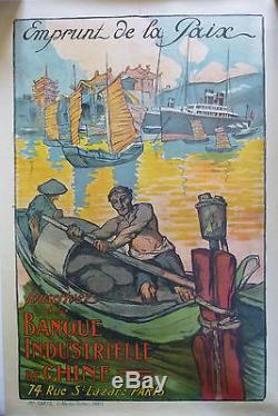 Affiche Emprunt de la Paix 1920 Banque industrielle de CHINE CHINA Far East Loan