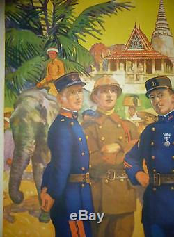 Affiche Engagez-Vous dans les Troupes Coloniales CAMBODGE Pnom-Penh Indochine