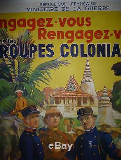 Affiche Engagez-Vous dans les Troupes Coloniales CAMBODGE Pnom-Penh Indochine
