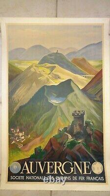 Affiche Entoilee Auvergne Sncf 1938 / Andre Giroux Chemins De Fer Francais