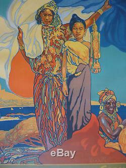 Affiche Exposition Coloniale Marseille 1922 Dellepiane Indochine Laos laotienne