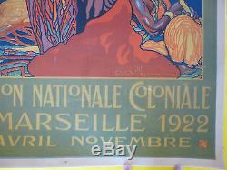 Affiche Exposition Coloniale Marseille 1922 Dellepiane Indochine Laos laotienne