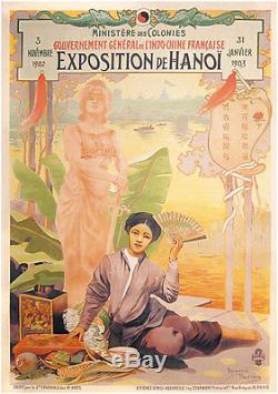 Affiche Exposition de Hanoi 1902 R. Tournon Indochine Vietnam Tonkin Indochina