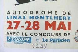 Affiche Grand Prix Paris Auto Moto Velo Circuit Linas Montlhery 27 28 Mai 1967