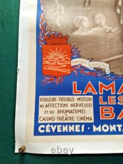 Affiche Lamalou-les-Bains vers 1930 Chemins de fer P. O. Midi