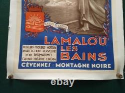 Affiche Lamalou-les-Bains vers 1930 Chemins de fer P. O. Midi