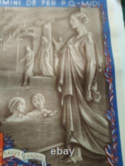 Affiche Lamalou-les-Bains vers 1930 Chemins de fer P. O. Midi