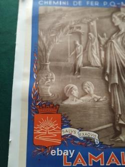 Affiche Lamalou-les-Bains vers 1930 Chemins de fer P. O. Midi