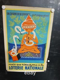 Affiche Loterie Charmeur De Serpents Mignon Vers 1960 60x40cm