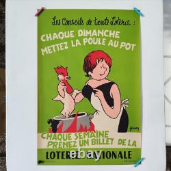 Affiche Loterie nationale, Poule au pot, grum, 1962