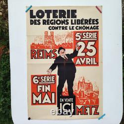 Affiche Loterie nationale des régions libérées contre le chomage, Reims